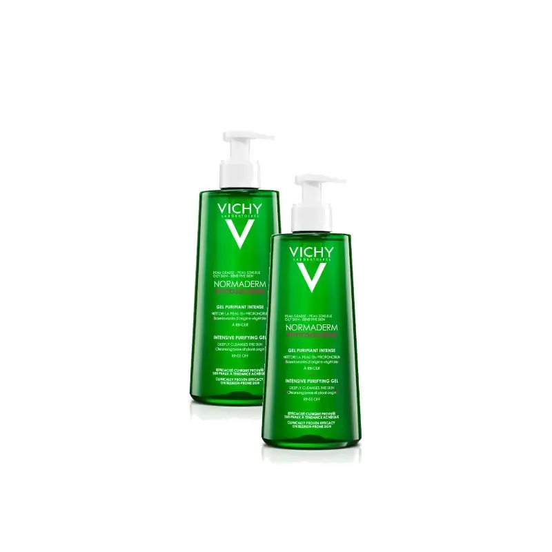 Vichy Normaderm Phytosolution Gel Limpiador Purificante Ácido Salicílico 400 Ml, pack 2