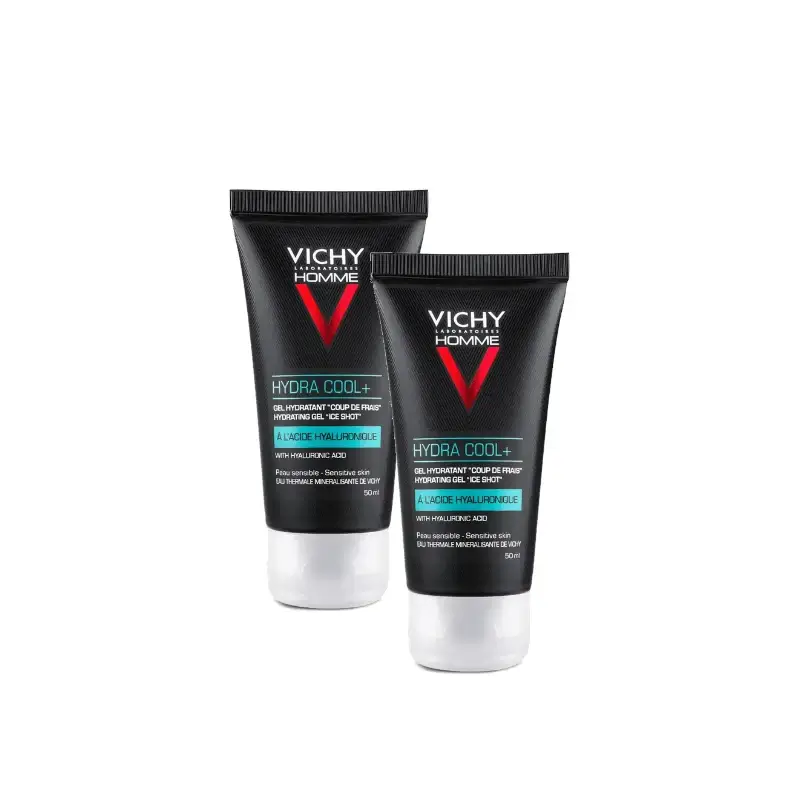 Vichy Homme Hydra Cool+ Crema Facial Anti-Fatiga Hombre 40 Ml, pack 2