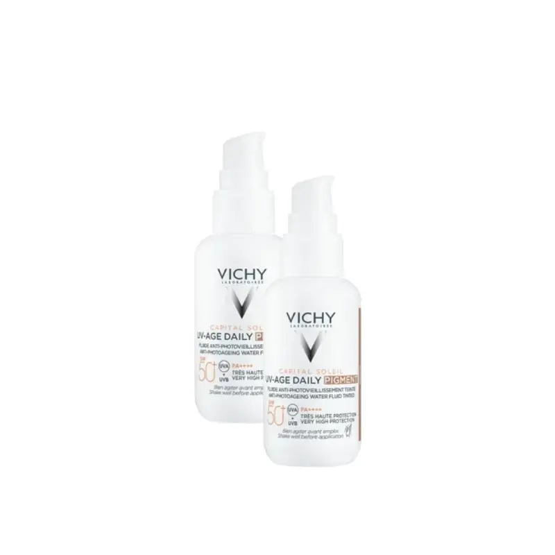 Vichy Capital Soleil Uv Age Fluido Fotoprotector Diario Color Medium Spf 50, 40Ml, pack 2