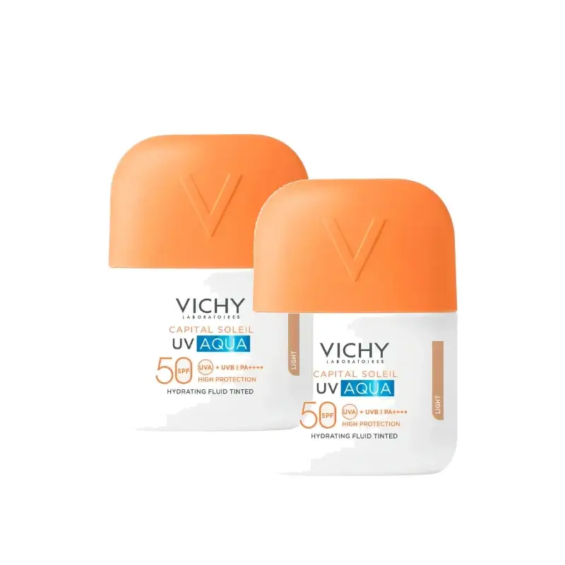 Vichy Capital Soleil UV Aqua Fluido Tono Claro SPF50 50 ml , pack 2