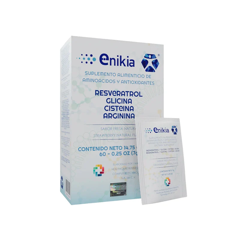 Enikia Fresa 60 pzas Glicina Resveratrol Arginina y Cistenia
