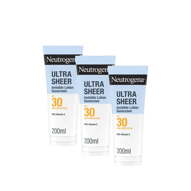 Neutrogena Ultra Sheer Loción Invisible Hidratante Spf30, Pack 3 x 200 ml