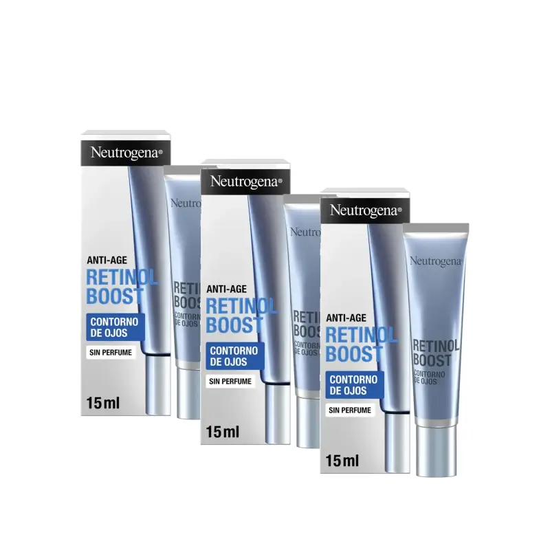 Neutrogena Retinol Boost Crema Contorno de Ojos Antiarrugas, Pack 3 x 15 ml