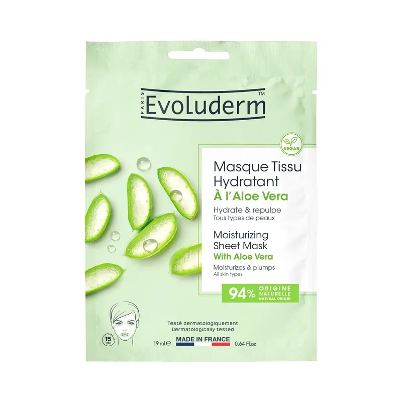 Evoluderm Mascarilla De Hoja Con Aloe Vera, 1 pc / 19