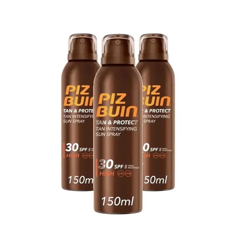 Piz Buin Tan & Protect Spray Solar Intensificador del Bronceado SPF30, Pack 3 x 150 ml