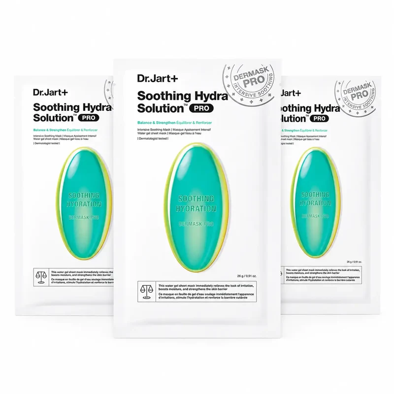 Dr.Jart+ Dermask Hydra Solution Pro Mascarilla Facial Calmante Intensiva, 26 Gr , pack 3