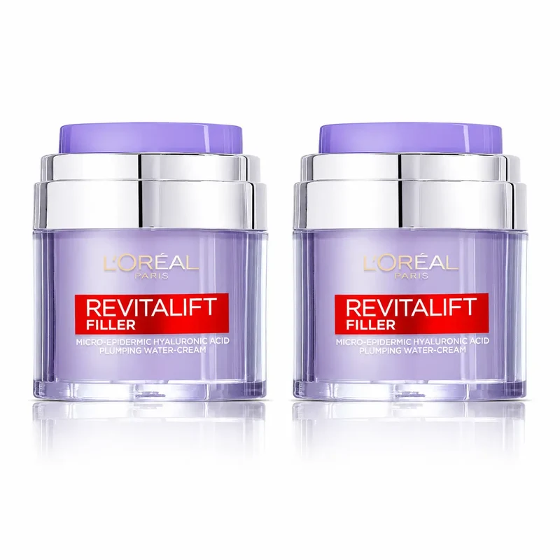 L'Oréal Paris Gel Crema Rellenador Revitalift Filler: Ácido Hialurónico Y 3 Ceramidas, Hidratación Intensa , pack 2