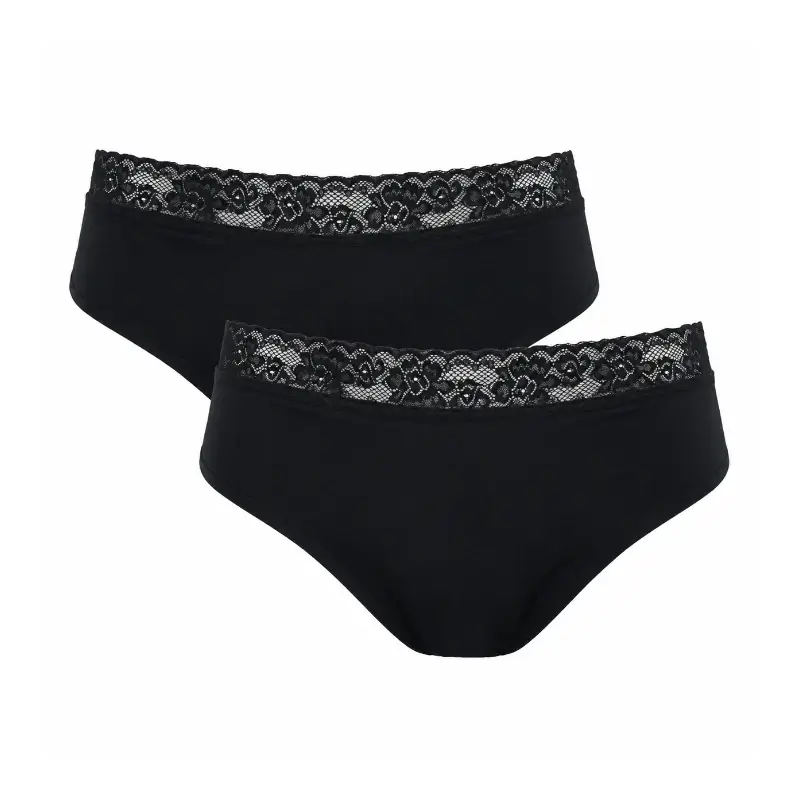 Enna Braga Menstrual Floral Classic Dia - Flujo Abundante, Talla L, Negro, Pack 2 Uds