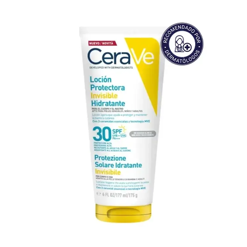 Cerave Loción Protectora Invisible Hidratante Spf 30 Con 3 Ceramidas, 177 ml
