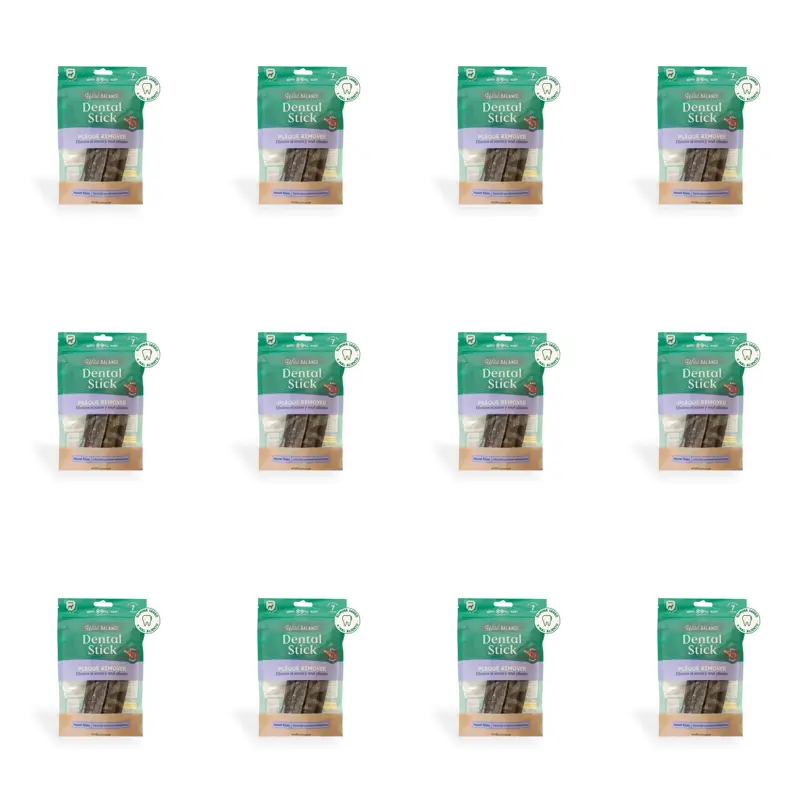 Wild Balance Snacks Stick Dental Fuera Placa , 7 sticks, Pack de 12