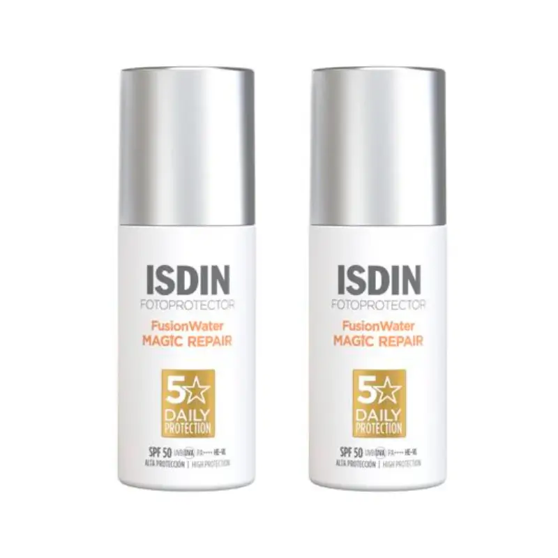 Isdin Fusion Water Magic Repair Solar y Facial SPF50+, 2x50 Ml