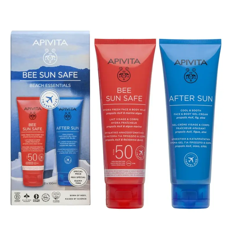Apivita Esenciales De Playa: Hydra Sun Body Milk Spf50 100Ml & After Sun 100Ml
