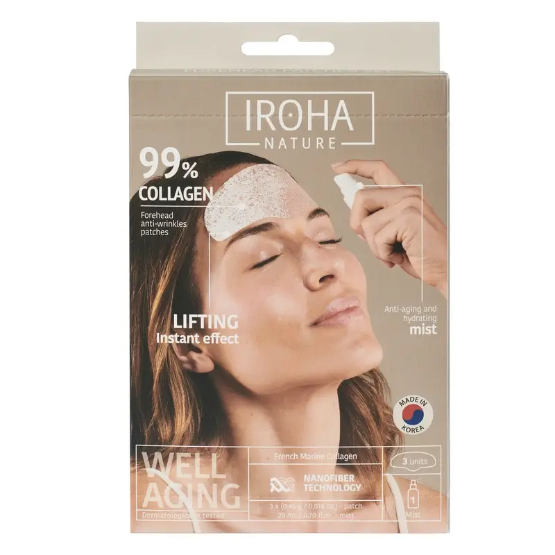 Iroha Nature Parches Frente 99% Colágeno (3 Uds + 1 Bruma) , 3 pares