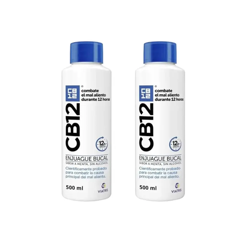 Cb12 Mint Enjuague Bucal Halitosis Sabor Menta, 2X500 Ml