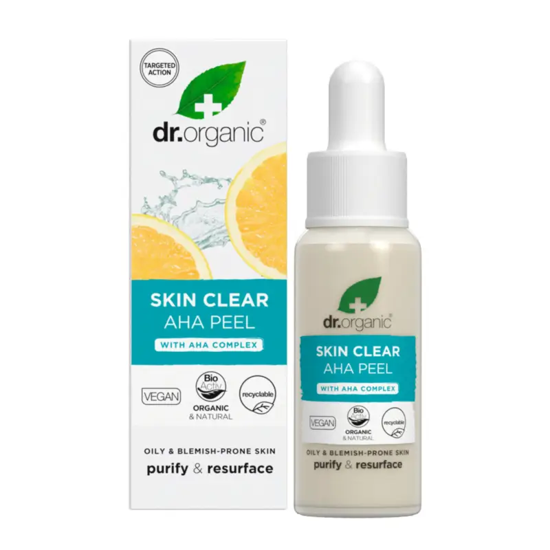 Dr.Organic Skin Clear Purifying AHA Peel – For Acne-Prone Skin and Dark Spots, 30 ml