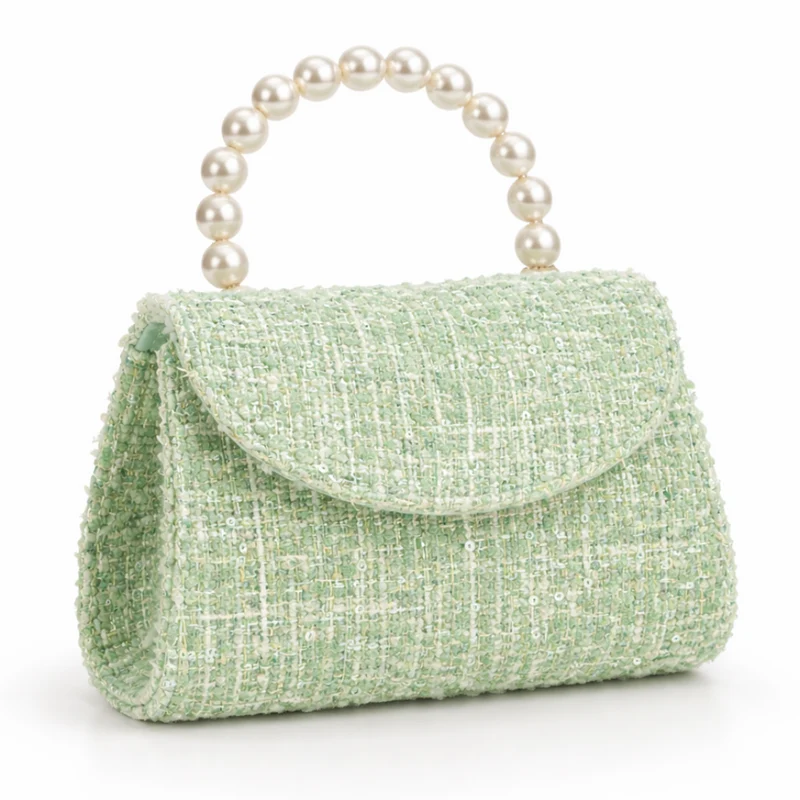 Miomu Bolso con Asa de Perlas y Cadena Dorada