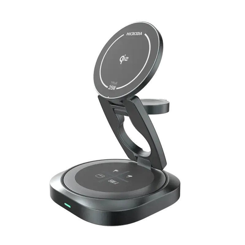 MICRODIA SNAPStation™ AXIS La primera estación de carga Qi1 32.5 en 2 de 5 W del mundo con base giratoria