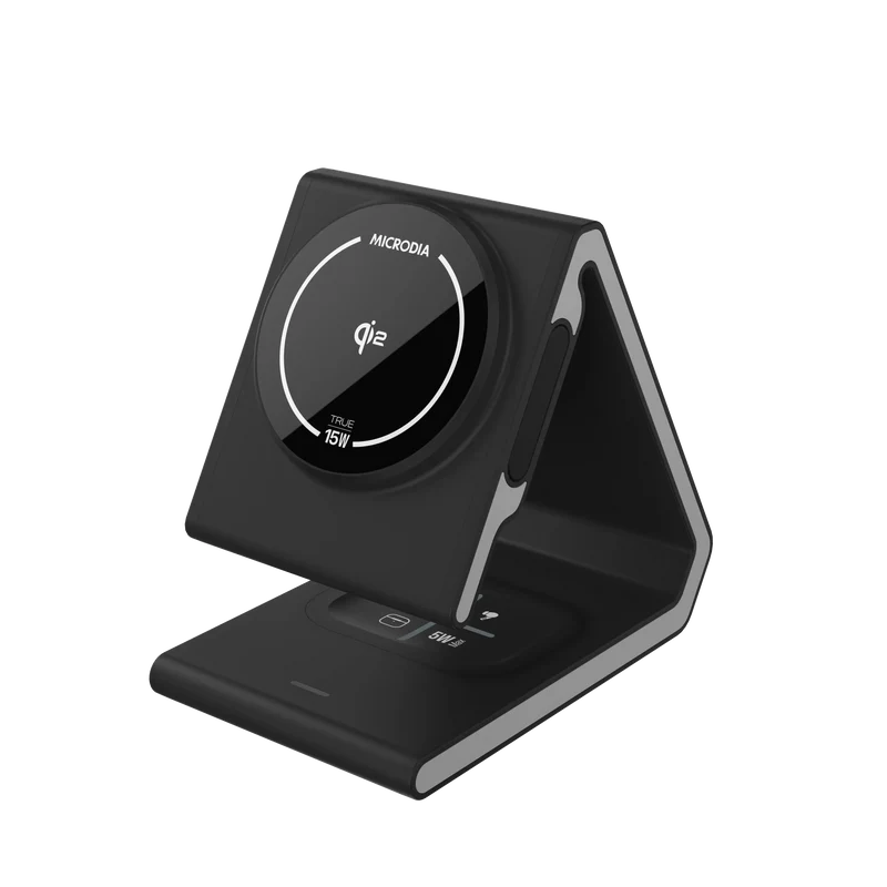 MICRODIA Estación de carga inalámbrica magnética 2 en 23 SNAPStation™ NOVA Qi4 de 1 W