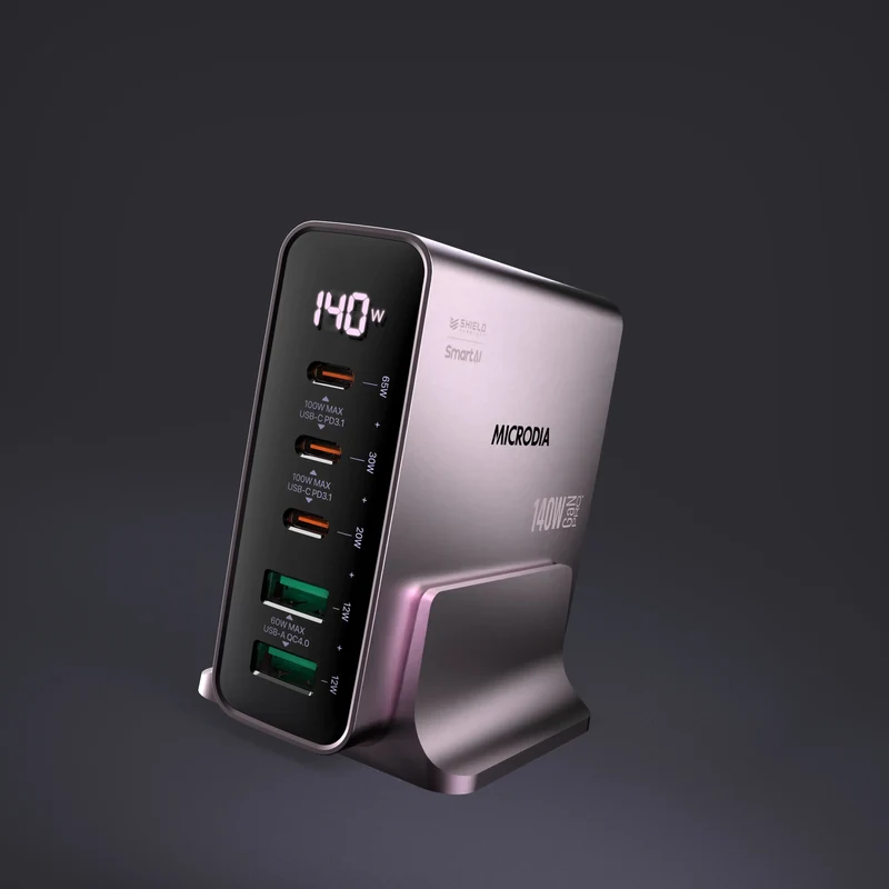 Cargador SMARTCube™ Vision de 140 W con pantalla de potencia, 3 USB-C PD3.1 + USB-A
