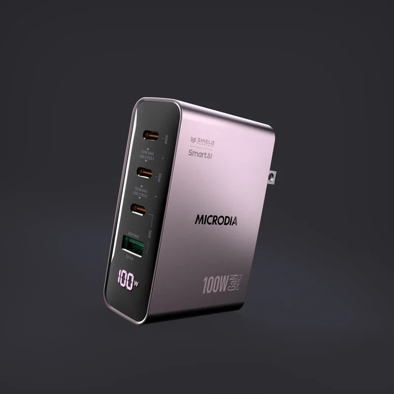 Cargador de pared SMARTCube™ Vision 100W GaN Pro con pantalla de potencia, 3 puertos USB-C PD3.1 + USB-A