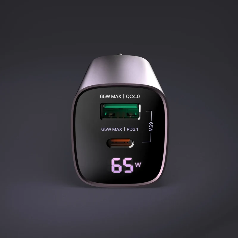 SMARTCube™ Vision 65W con pantalla de alimentación USB-C PD3.1 + USB-A