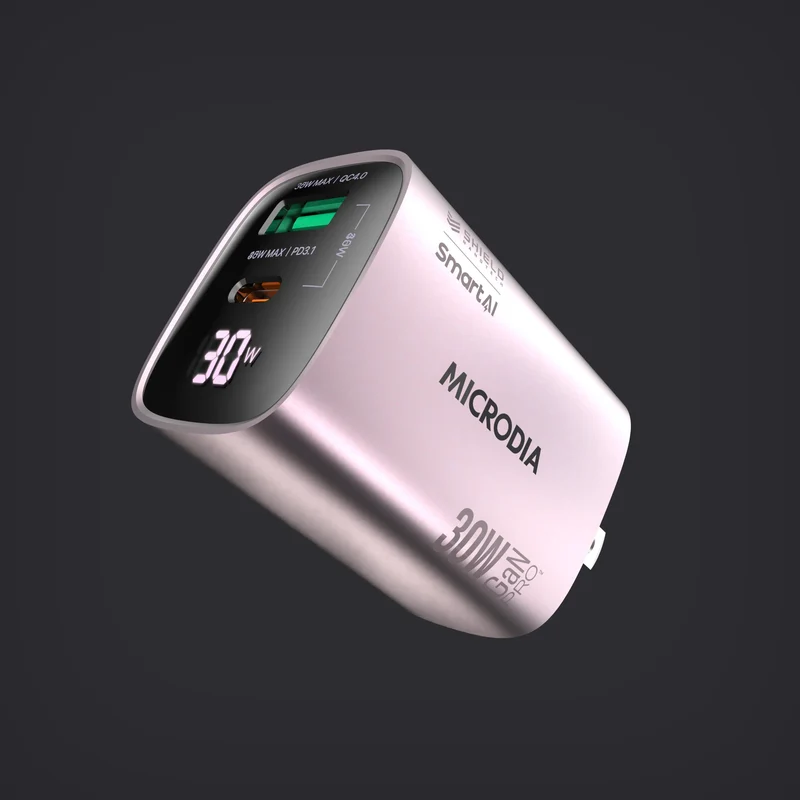 Cargador de pared SMARTCube™ Vision 30W GaN Pro con pantalla de carga USB-C PD3.1 + USB-A