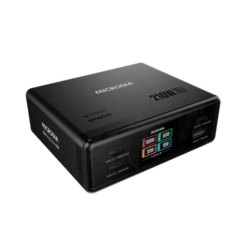 Estación de carga MEGACharge210 CARGADOR DE ESCRITORIO DE 210 W, 4 PUERTOS, USB-C PD y USB-A