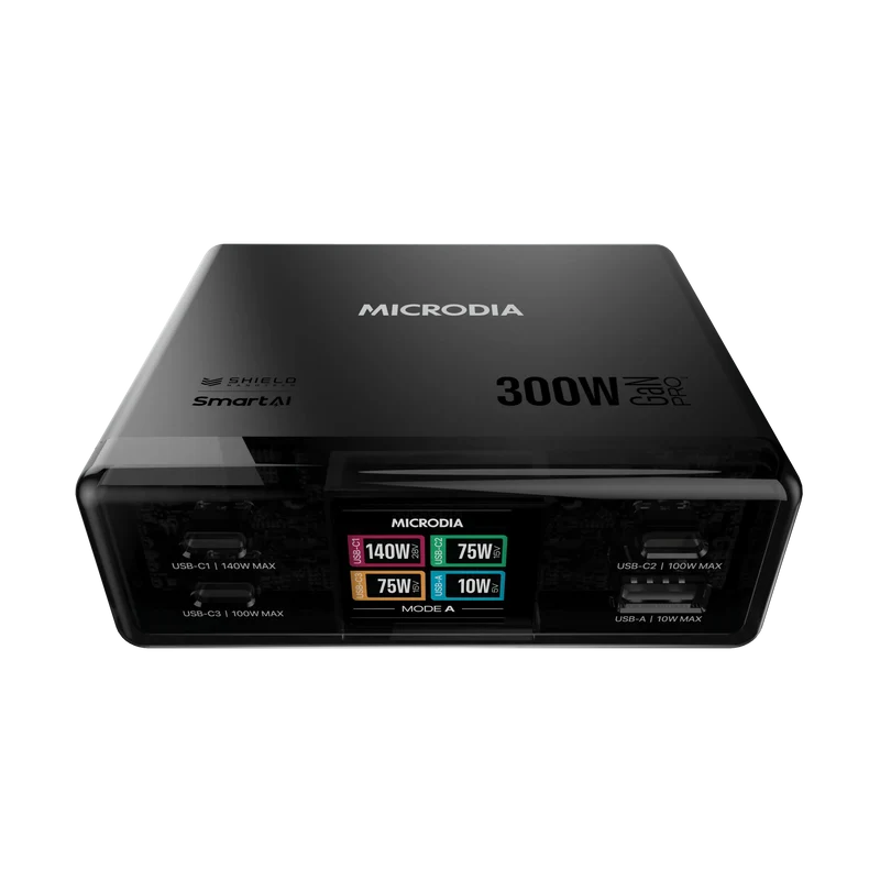 Estación de carga MEGACharge300 CARGADOR DE ESCRITORIO DE 300 W, 4 PUERTOS, USB-C PD y USB-A