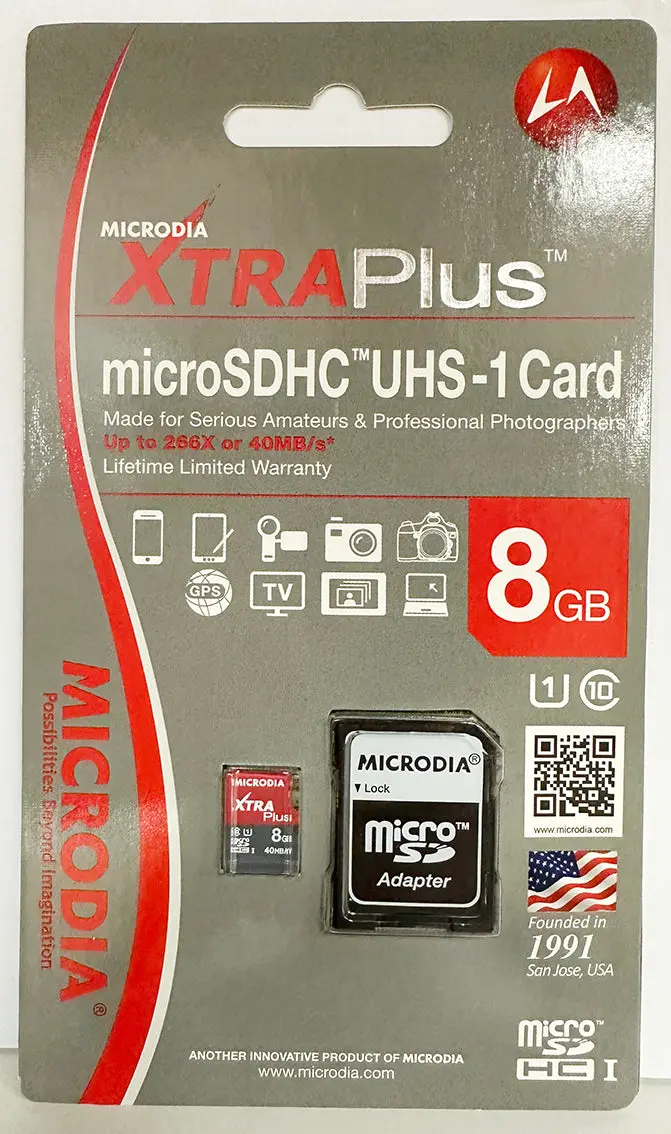 MICRODIA Tarjeta Micro SDHC UHS-1 XTRA Plus™ de 8 GB + adaptador