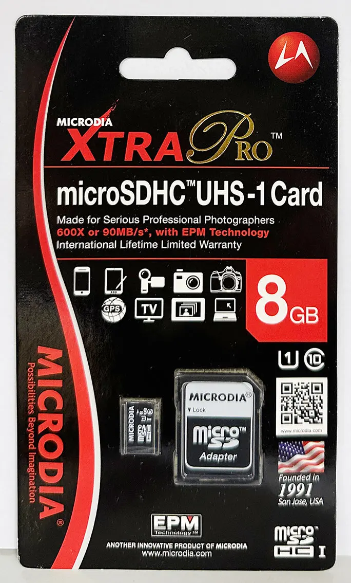 MICRODIA Tarjeta XTRA Pro™ SDHC UHS-1 de 16 GB, tarjeta Micro SDHC UHS-1 de 8 GB + adaptador