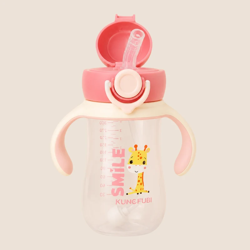 ⭕️VASO ENTRENADOR CON PITILLO Y TAPA SEGURA ROSA