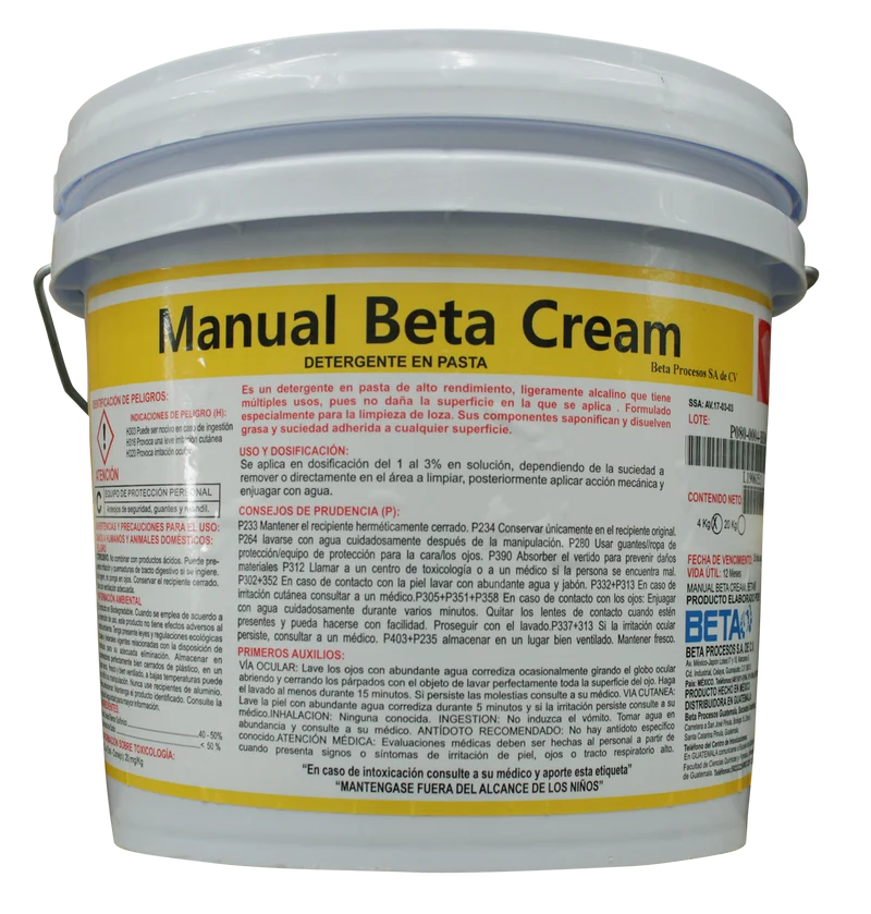Detergente en Pasta Manual Beta Cream