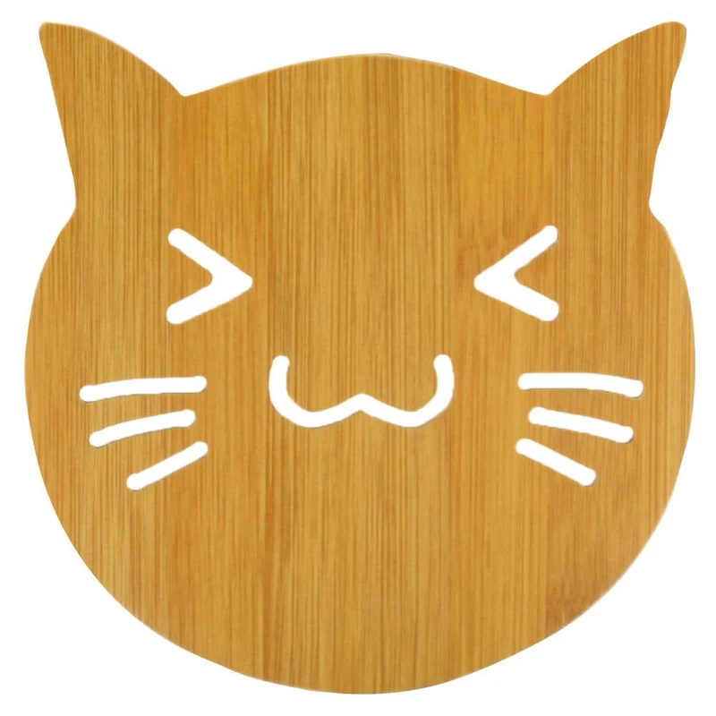 Salva Mantel Tapete Plato Vaso Olla Caliente Madera Gato