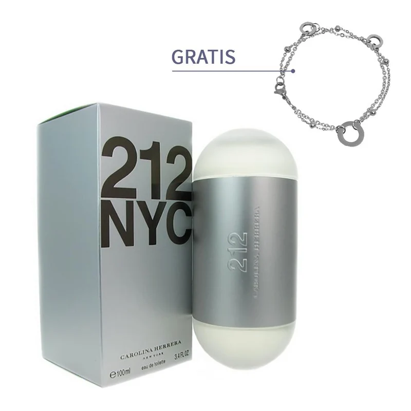 Perfume 212 NYC De Carolina Herrera Original 100ml Dama Pulsera Gratis