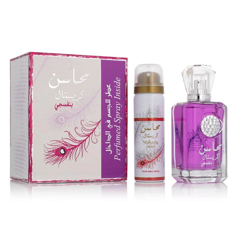 Mahasin Crystal Violette Eau de Parfum 100ml + Desodorante Spray 50ml Vaporizador - Lattafa