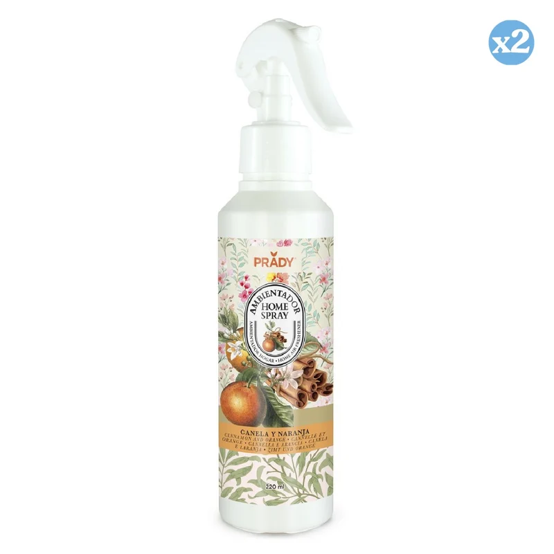 Pack 2x - AMBIENTADOR HOME SPRAY CANELA Y NARANJA 220ML - Prady