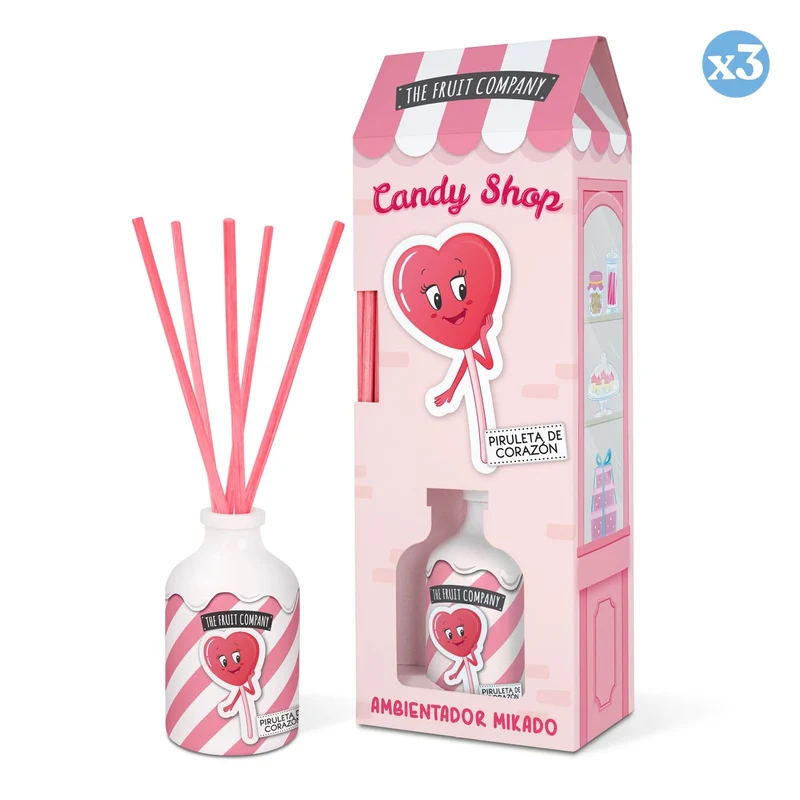 Pack 3x - Ambientador Mikado Candy Edition 40ml - Piruleta de Corazón - The Fruit Company