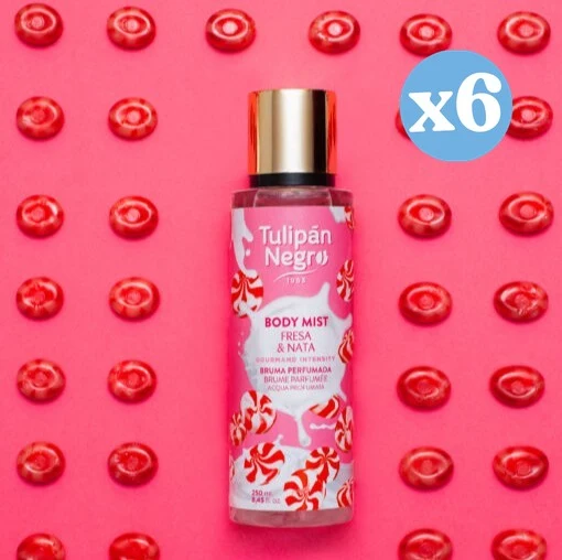 Pack 6x - Body Mist Tulipán Negro Fresa & Nata 250 ml - Tulipan Negro