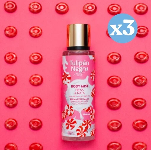 Pack 3x - Body Mist Tulipán Negro Fresa & Nata 250 ml - Tulipan Negro