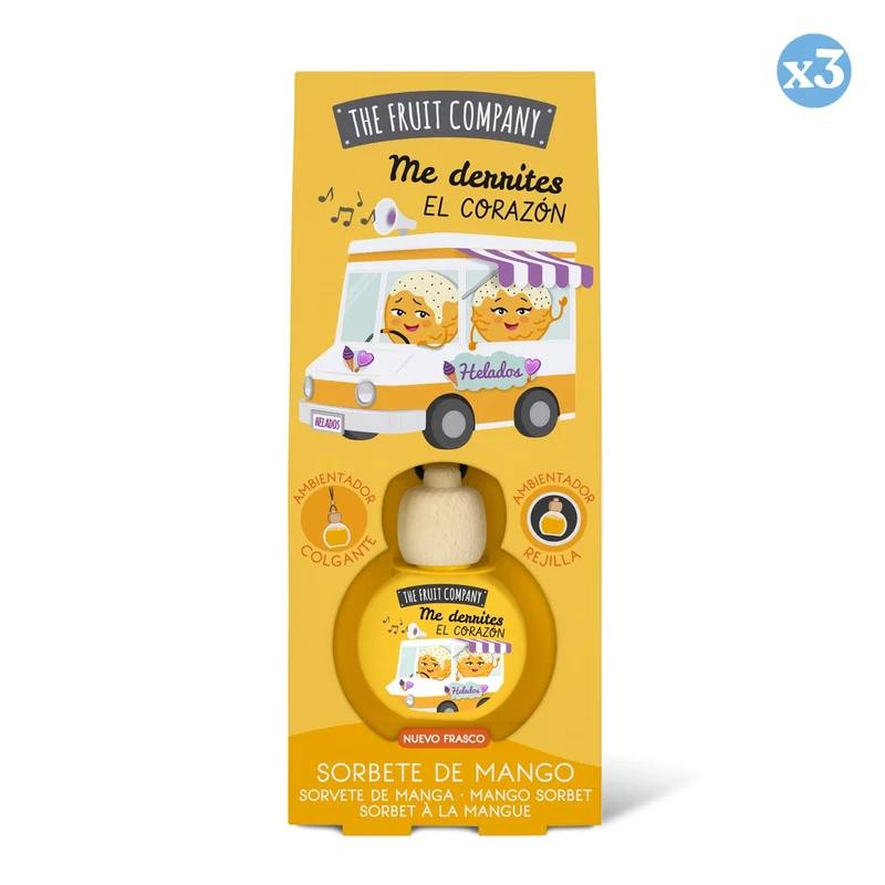 Pack 3x - Ambientador Coche 6,5 ml - Sorbete Mango - The Fruit Company - The Fruit Company