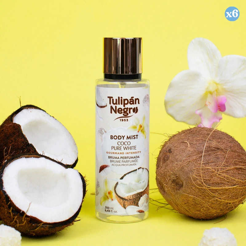 Pack 6x - Body Mist Tulipán Negro Coco Pure White 250 ml - Tulipan Negro