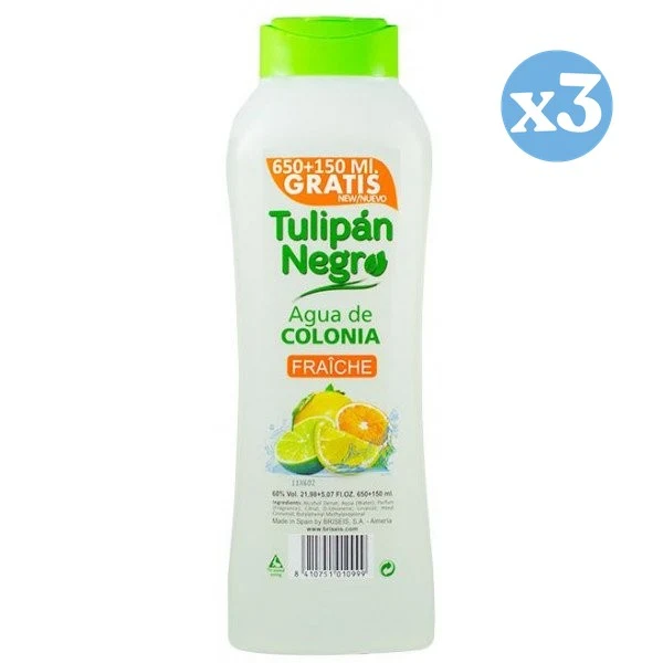 Pack 3x - Agua de colonia fraîche: 800 ML - Tulipan Negro