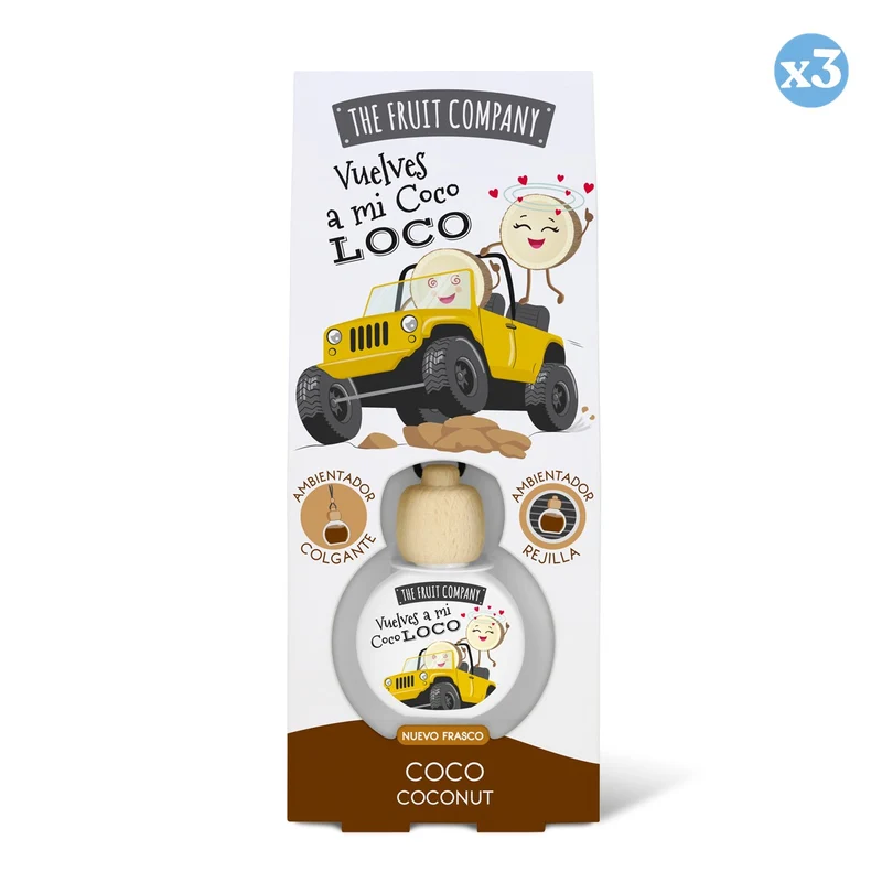 Pack 3x - Ambientador Coche 6,5 ml - Coco - The Fruit Company - The Fruit Company