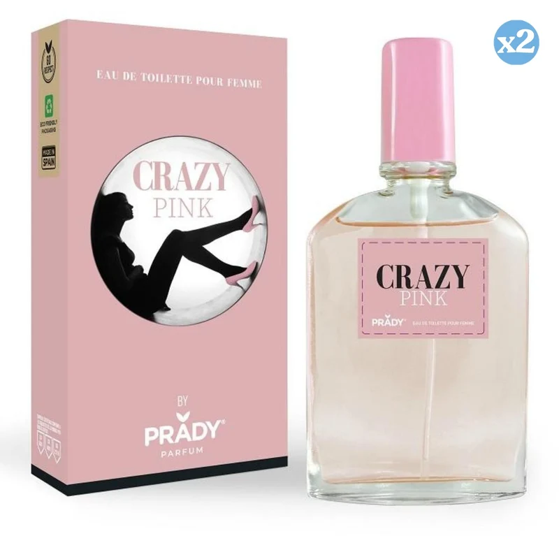 Pack 2x - Eau de Toilette "Crazy Pink" - 90 ml - Mujer - Prady - Prady