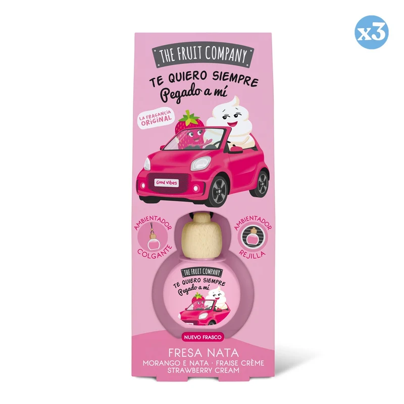 Pack 3x - Ambientador Coche 6,5 ml - Fresa Nata - The Fruit Company - The Fruit Company