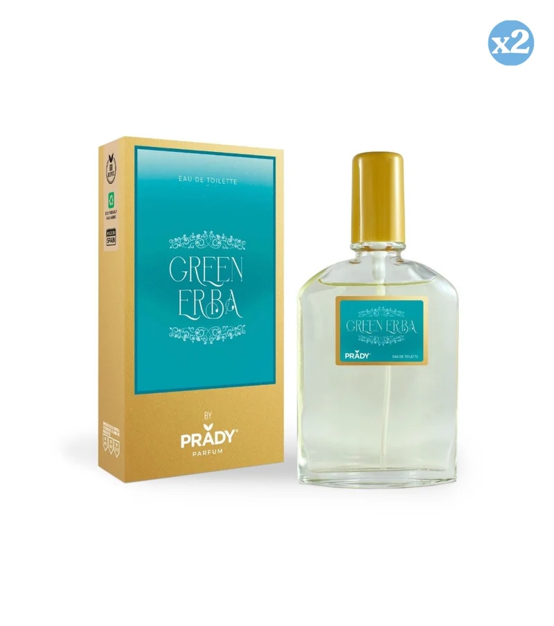 Pack 2x - Eau de Toilette "Green Erba" - Unisex - 85 ml - Prady - Prady