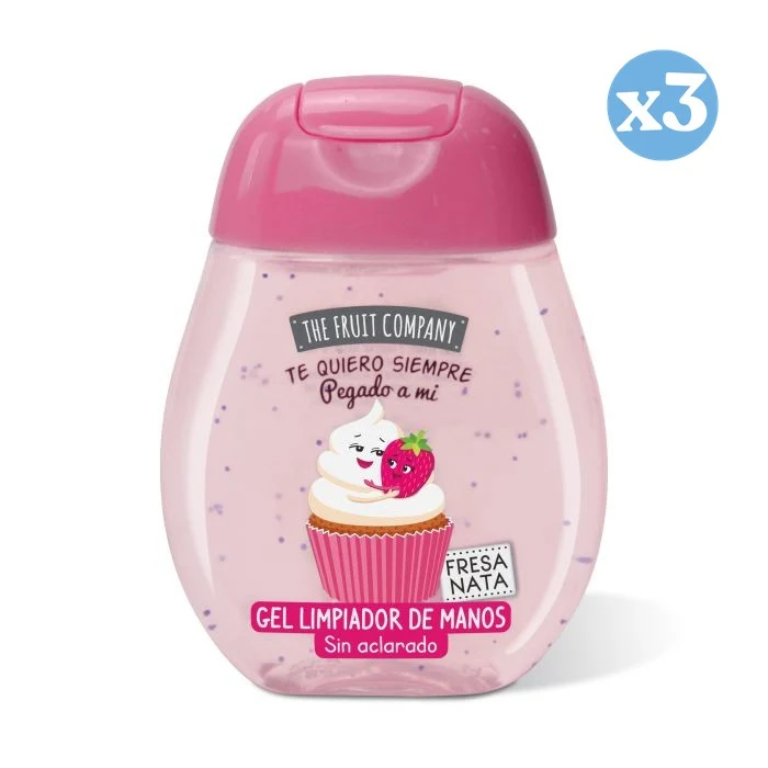 Pack 3x - Gel limpiador de manos - Fresa y Nata - The Fruit Company - The Fruit Company