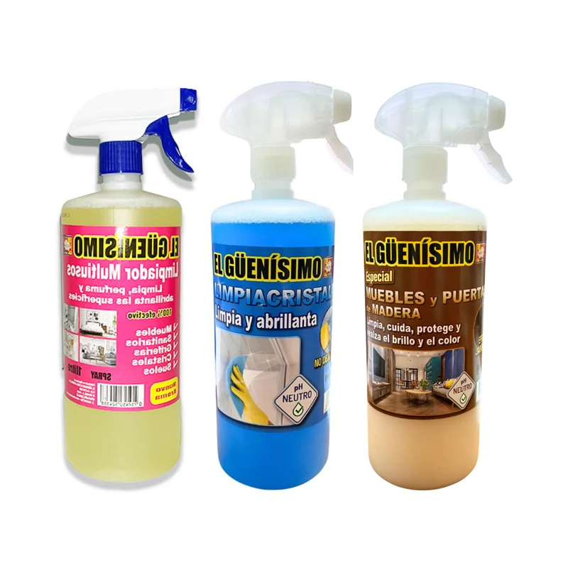 Pack 3 Limpiadores - Mulitiusos, Limpiacristales y Especial para Muebles - 3x 1000ml - El Guenisimo