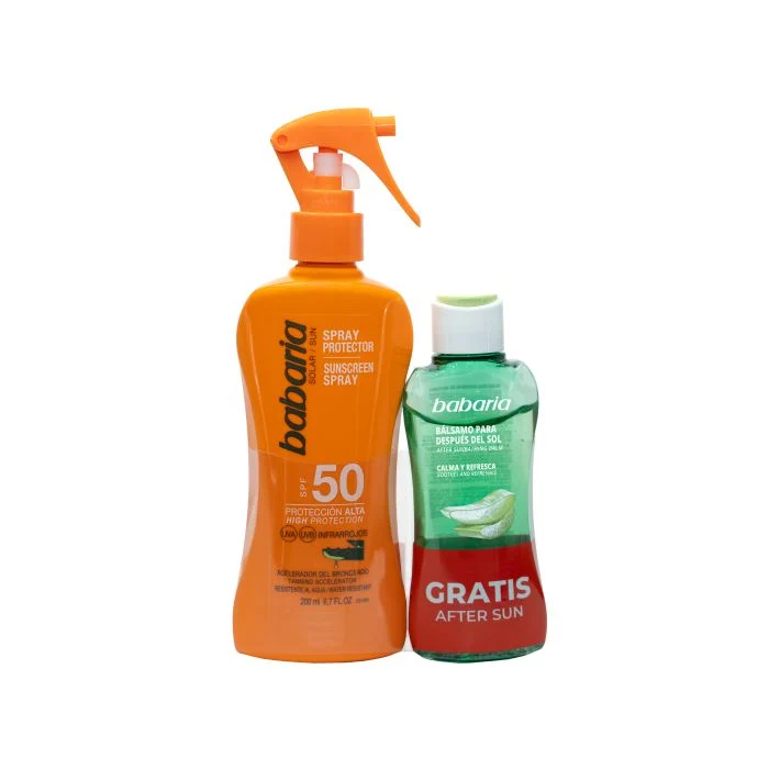 Pack Spray Protector SPF50 + Bálsamo After Sun Efecto Hielo 200 ml - Babaria