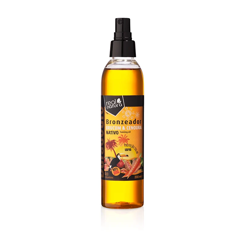 Aceite Bronceador con Achiote y Zanahoria Spf15 - óleo Bronzeador Urucum + Cenoura 200 ml - Real Natura